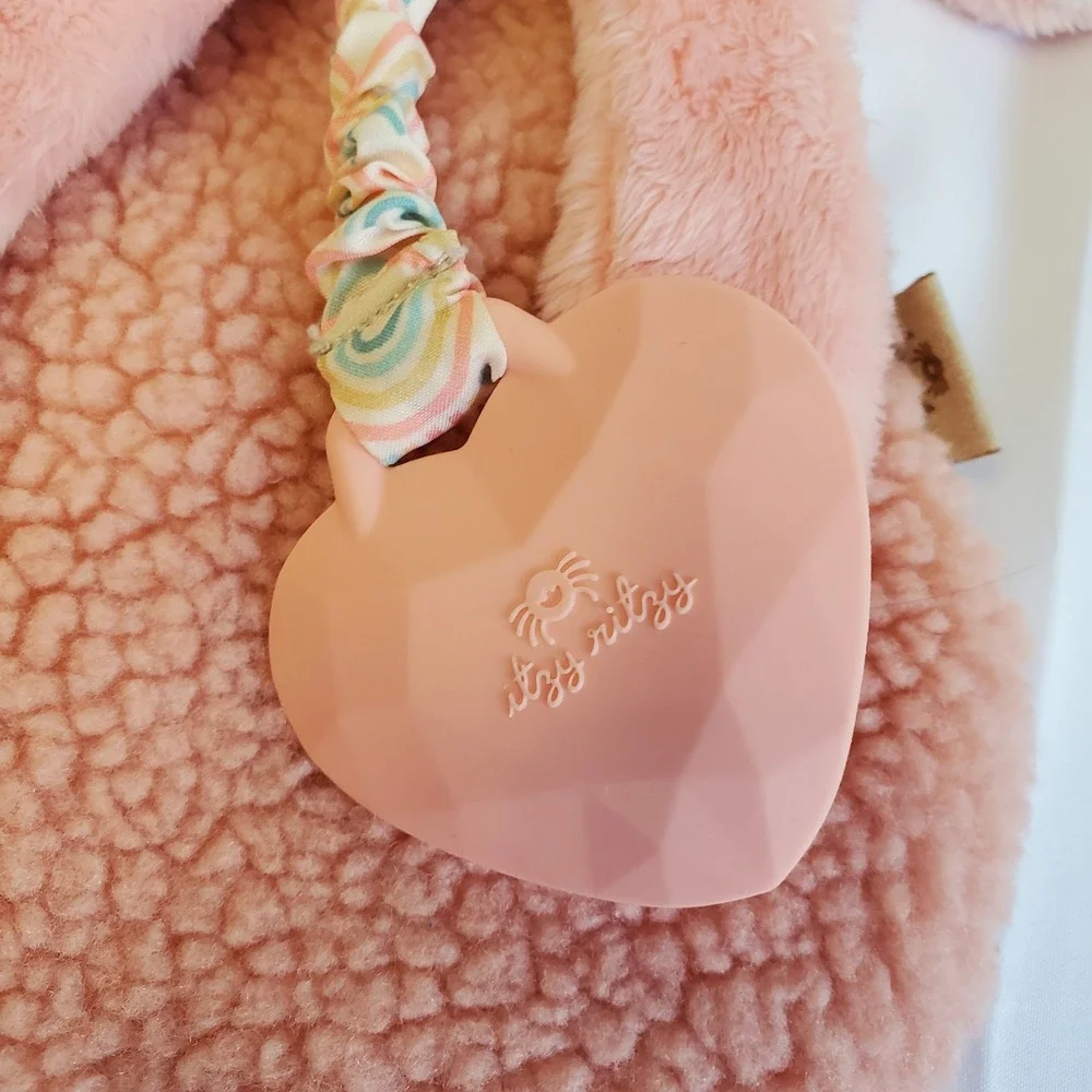 Itzy Ritzy Lovey Security Blanket Teether Baby Lovey Textured Pink Bunny Rabbit